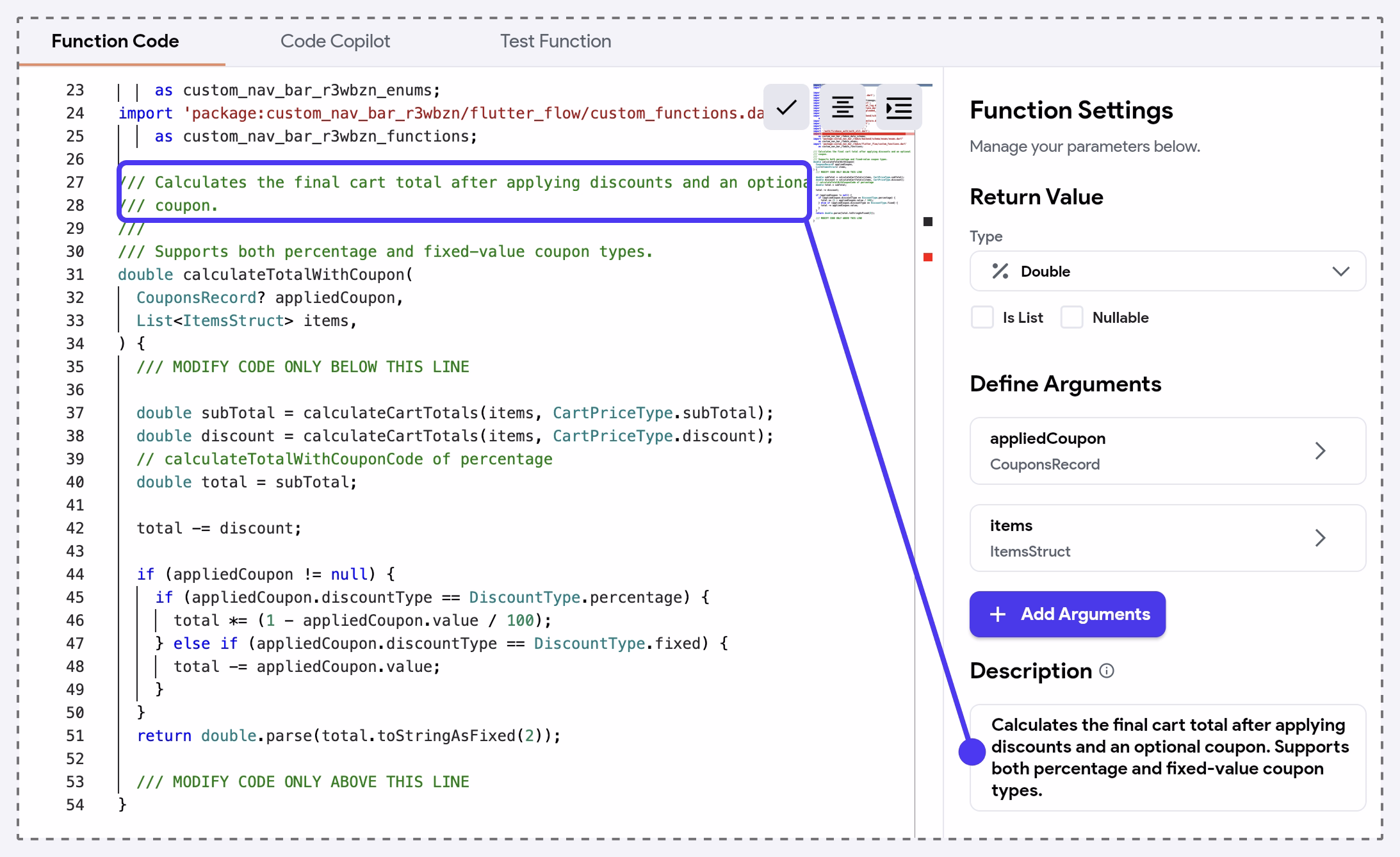description-in-custom-code