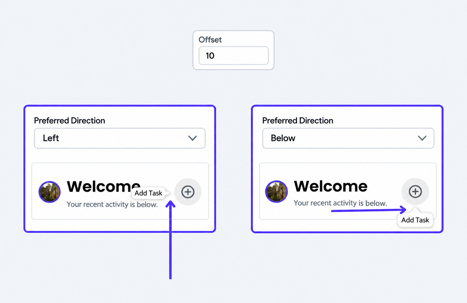 Offset setting controlling the gap between a tooltip and its target